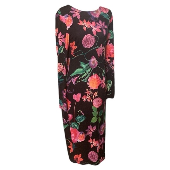 Venus Black Floral Long Sleeve Dress size S - Picture 1 of 8